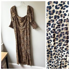 Blue Rain Sabrina midi dress animal print off shoulder